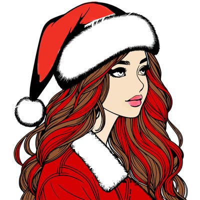 realistic girl in santa hat