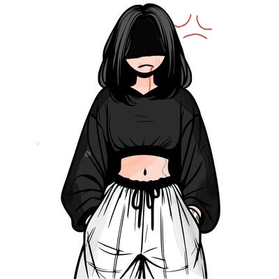 realistic girl faceless with baggy pants and a crop top