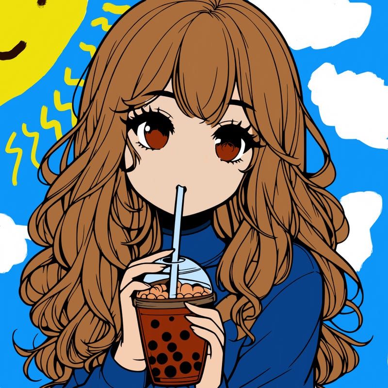 realistic girl drink a boba