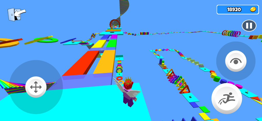 Escape Obby Prison - A character with wings navigating a colorful 3D obstacle course in Escape Obby Prison