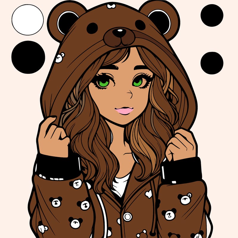 realistic girl in a animal pjs hoodie