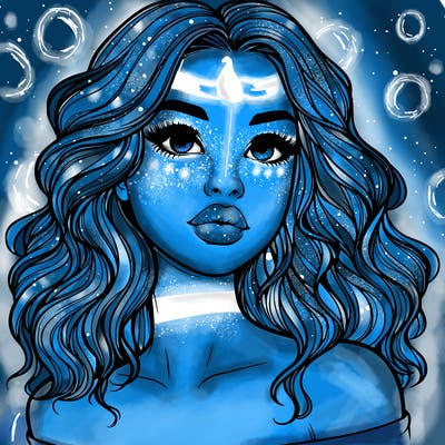 realistic girl with wavy hair and lips