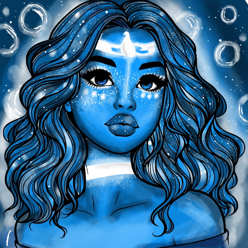 realistic girl with wavy hair and lips