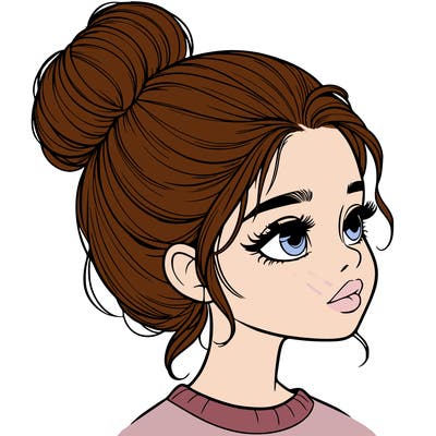 realistic girl with bun