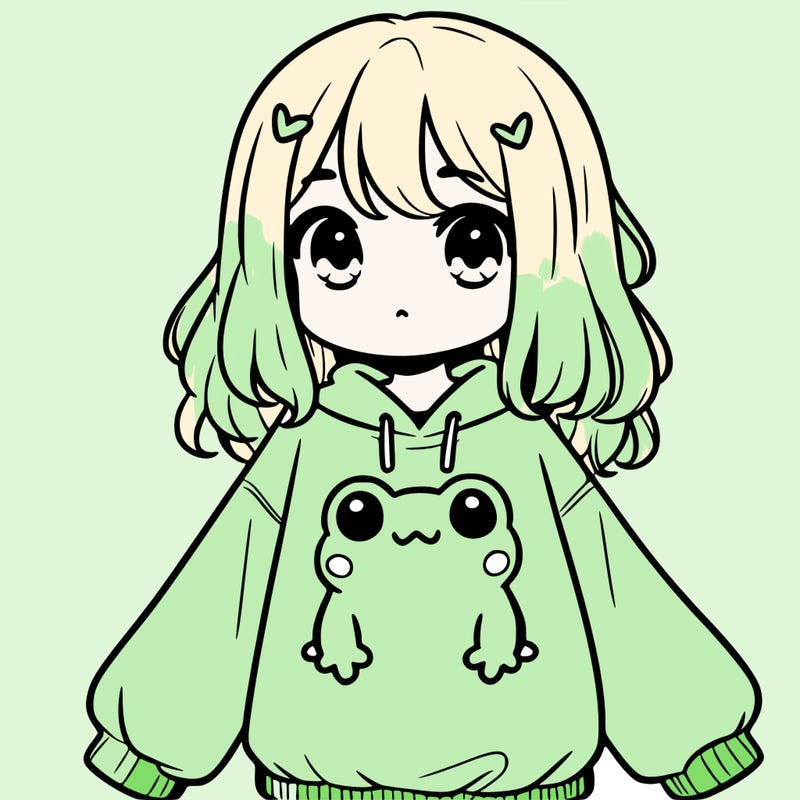 girl wearing frogging sweatshirt