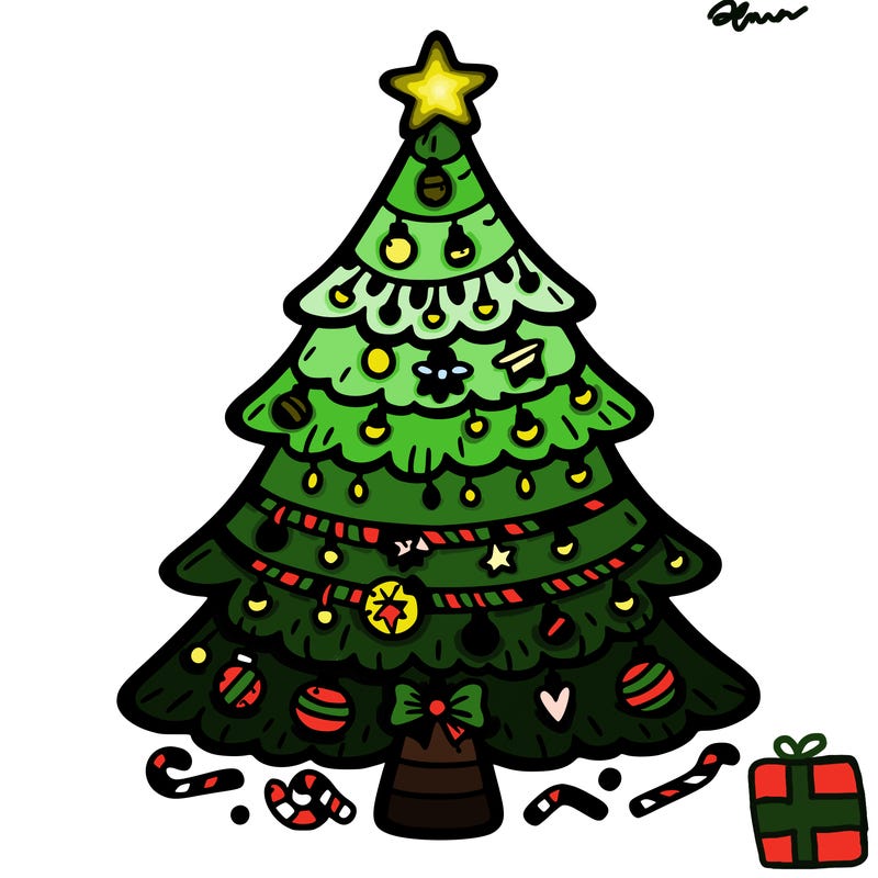 christmas tree with lots of details