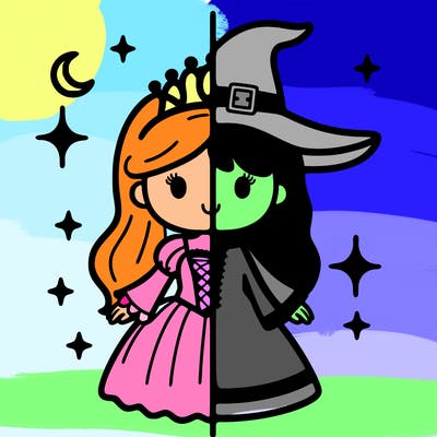 split princess and witch