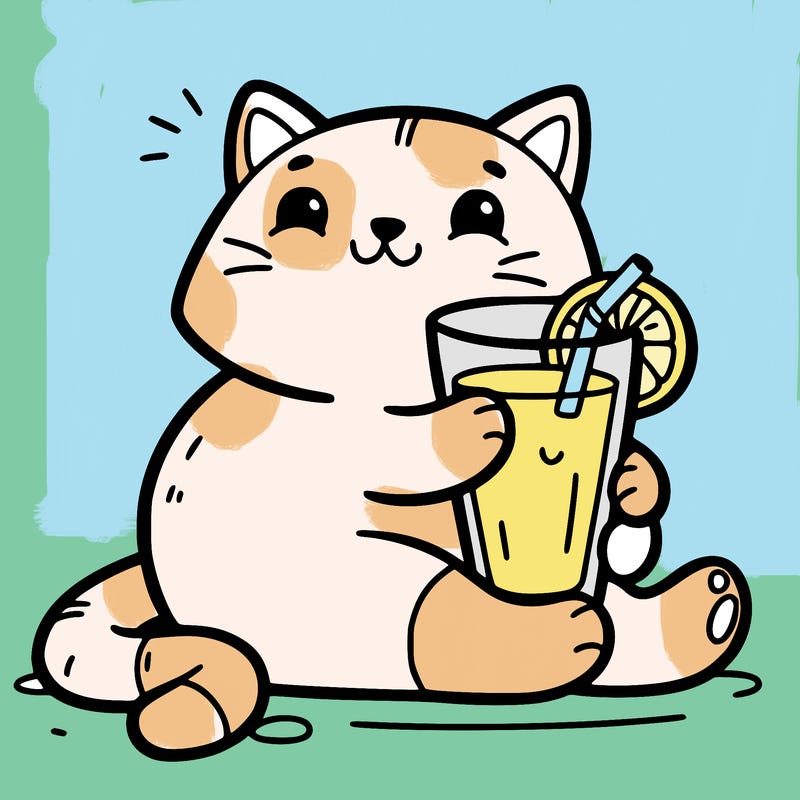 cat with orange juice