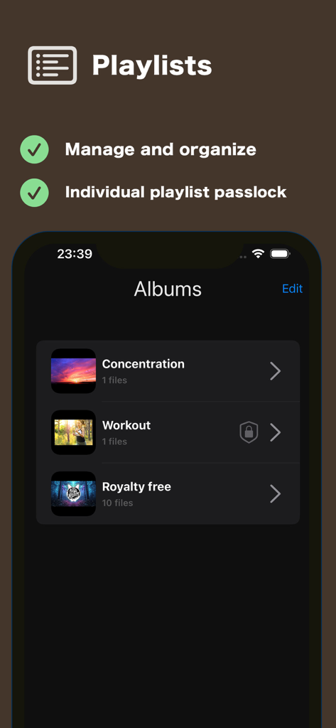 HD Video Saver - ClipCatch - Interface showing organized video playlists with options for individual passlocks and folder categorization