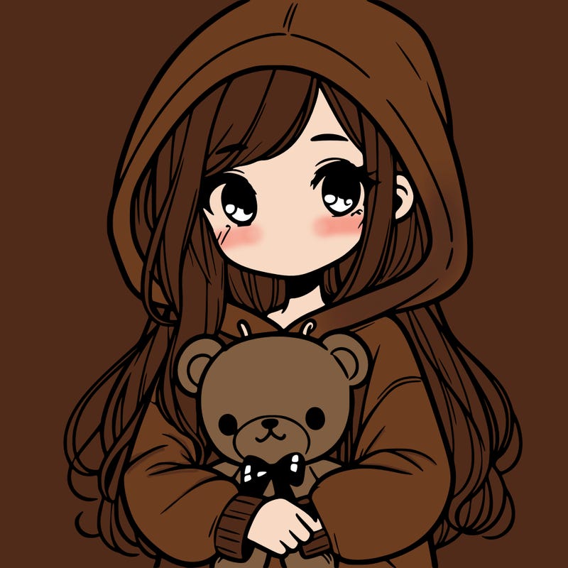 girl with big hoodie and long hair holding teddy bear