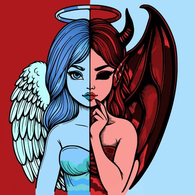 realistic angel half demon