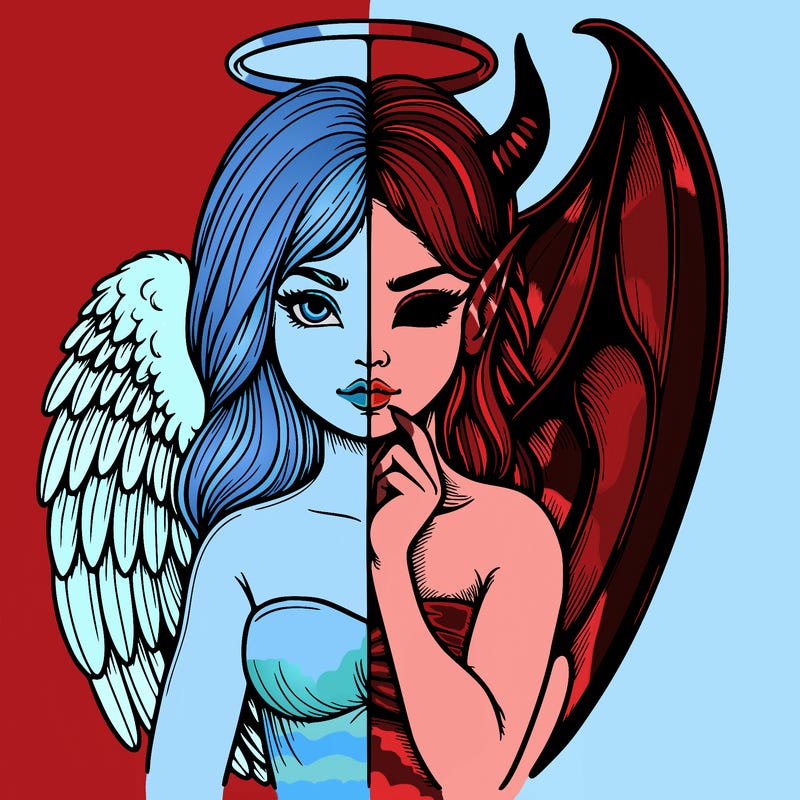 realistic angel half demon