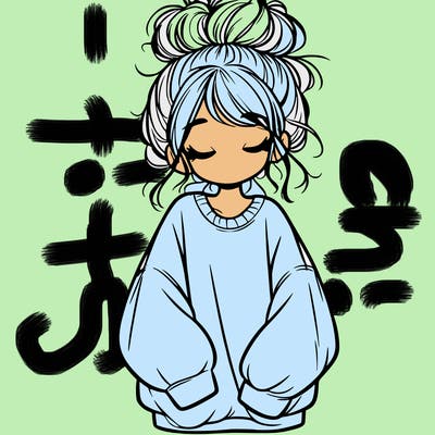 girl with baggy sweatshirt and messy bun