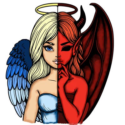 realistic angel half demon