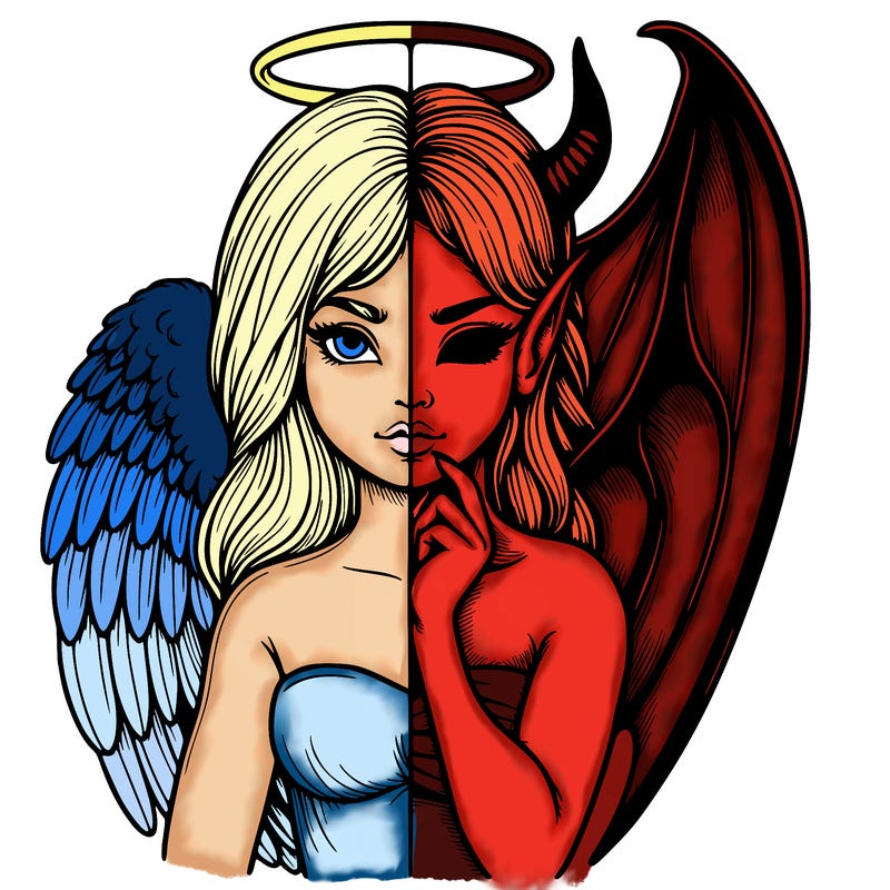 realistic angel half demon