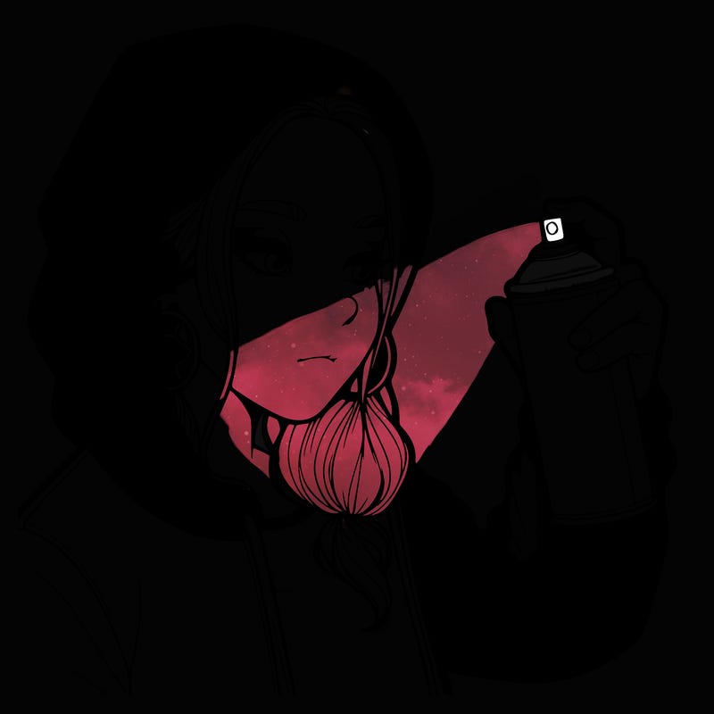 a realistic girl, spray painting