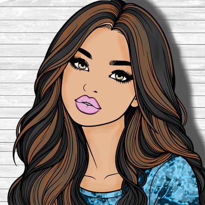 realistic girl with hair on her hair and lips