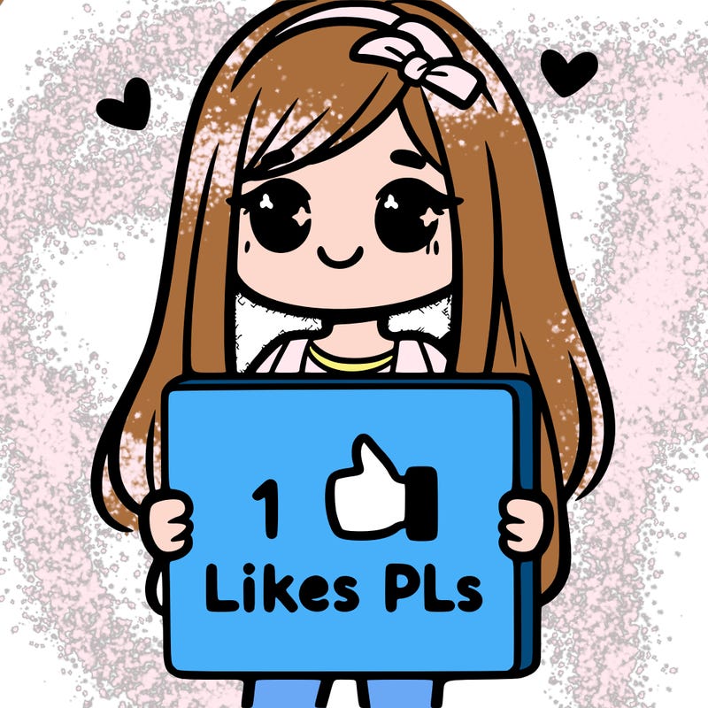 girl holding a sign saying 10 likes pls