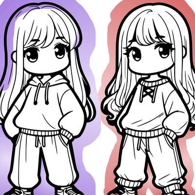 two girls with sweatshirts and baggy pants