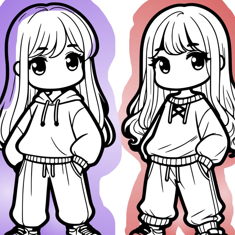two girls with sweatshirts and baggy pants