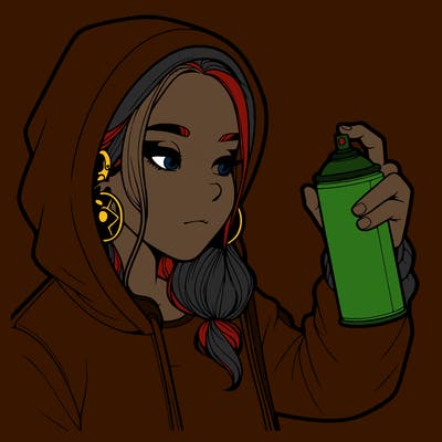 a realistic girl, spray painting