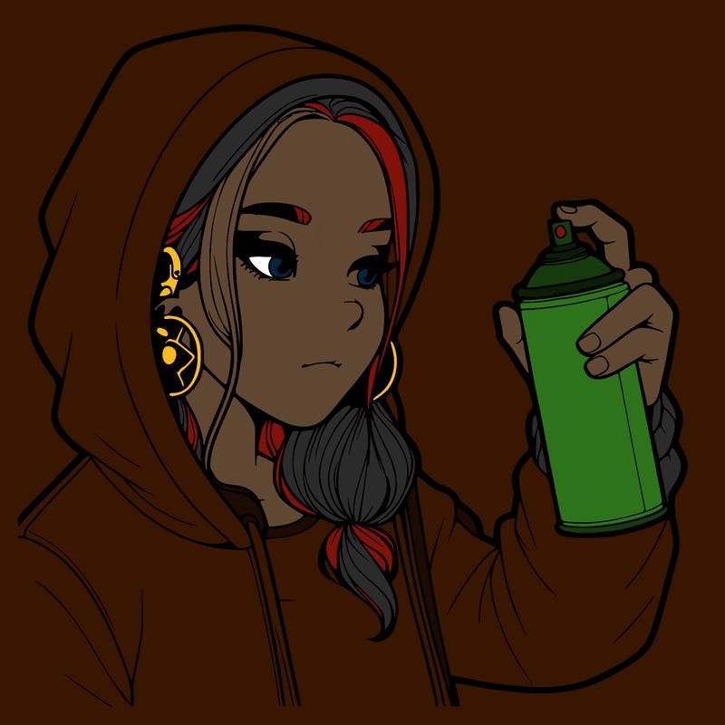 a realistic girl, spray painting