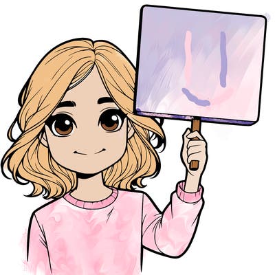 realistic girl holding up a sign