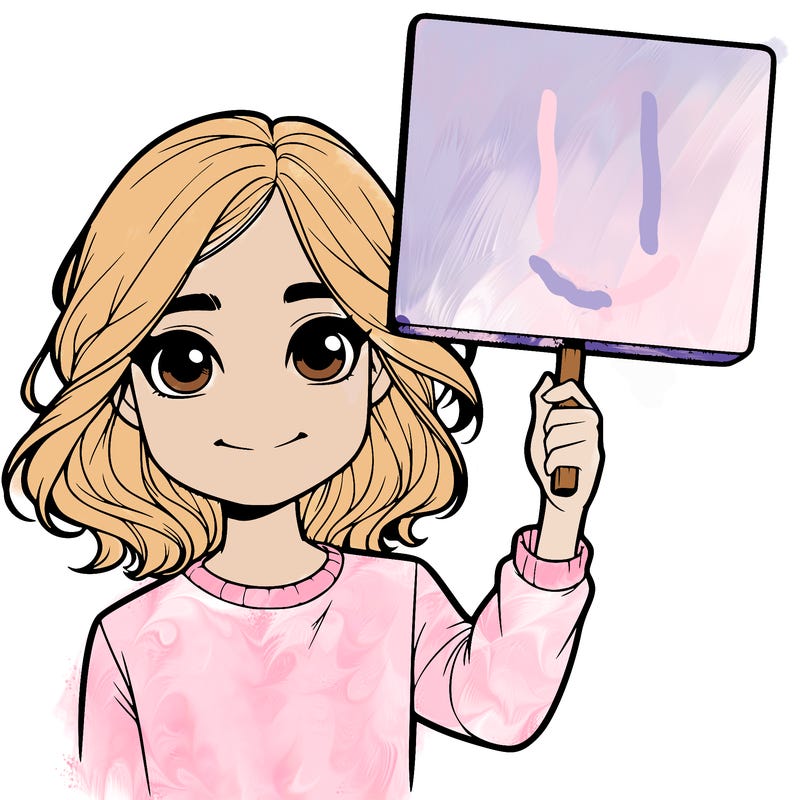 realistic girl holding up a sign