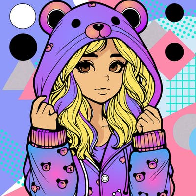 realistic girl in a animal pjs hoodie