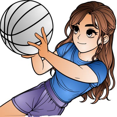 realistic girl playing basketball