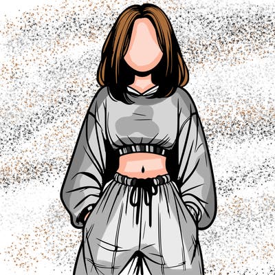 realistic girl faceless with baggy pants and a crop top