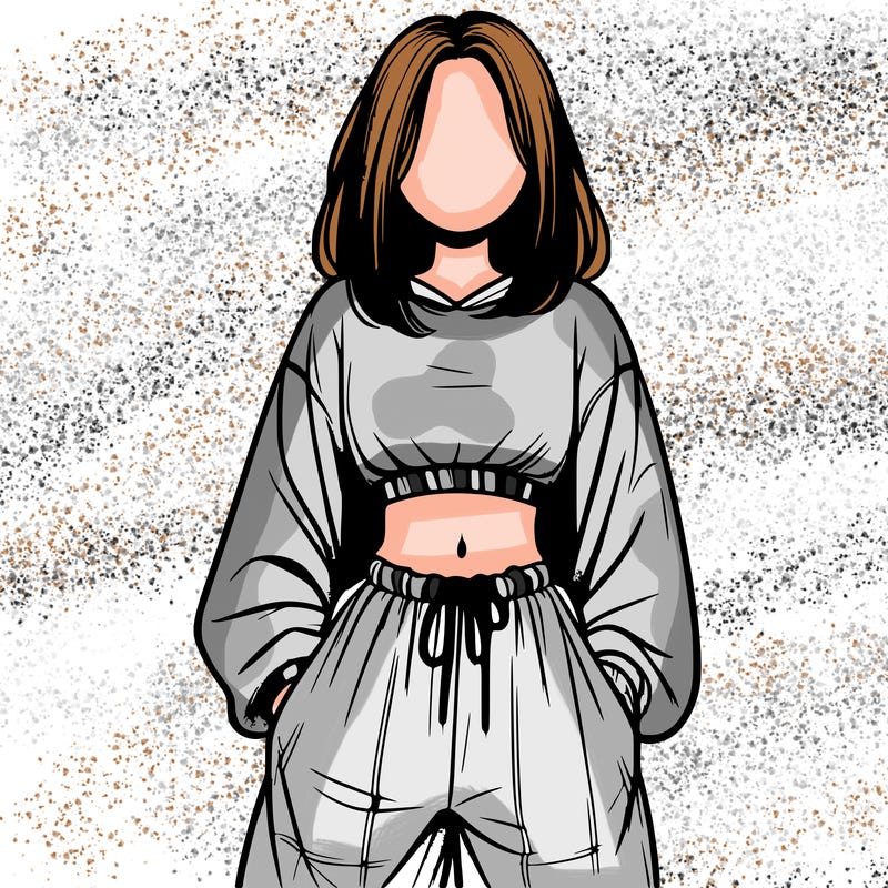 realistic girl faceless with baggy pants and a crop top