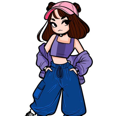 girl in crop top and baggy pants