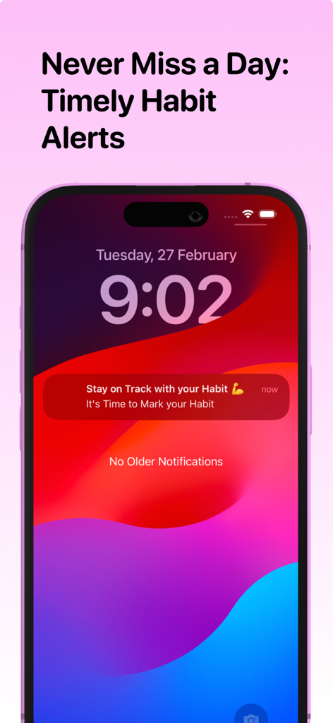 Goal Tracker - Rise - iPhone lock screen displaying a timely habit alert notification from the Rise Goal Tracker app