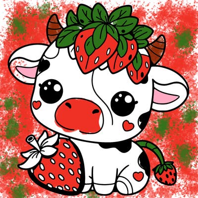 cute strawberry cow