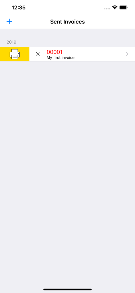 Sent invoices list in UctoX 2 app with a print option