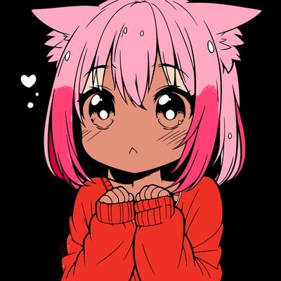 shy anime catgirl