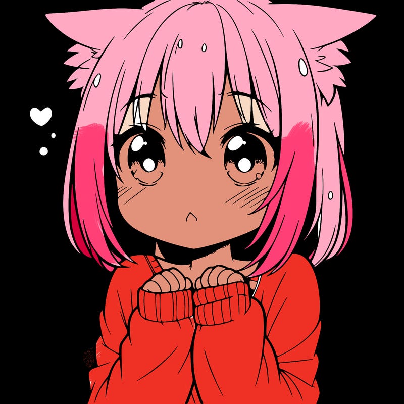 shy anime catgirl