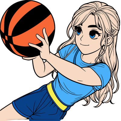 realistic girl playing basketball