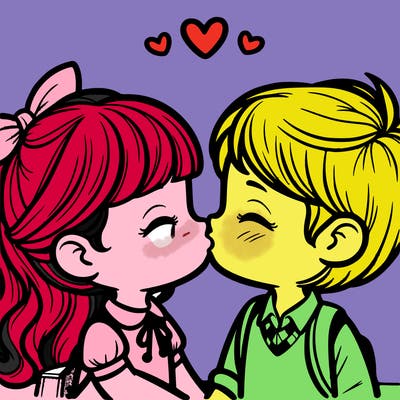 boy and girl kissing