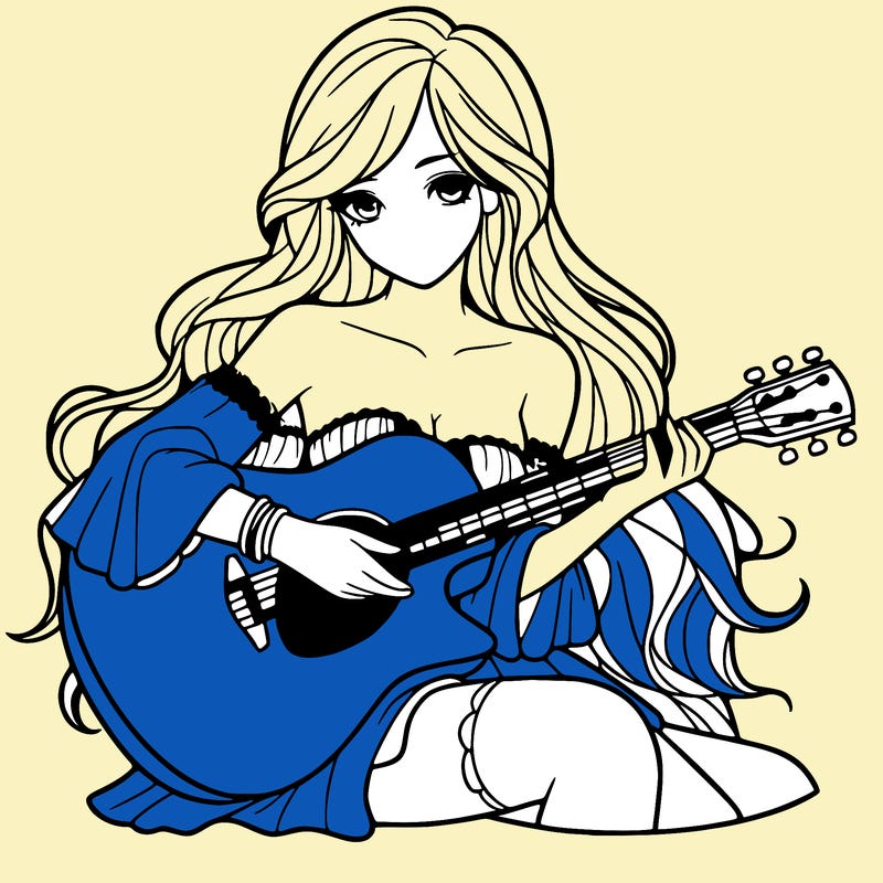 beautiful girl playing the guitar