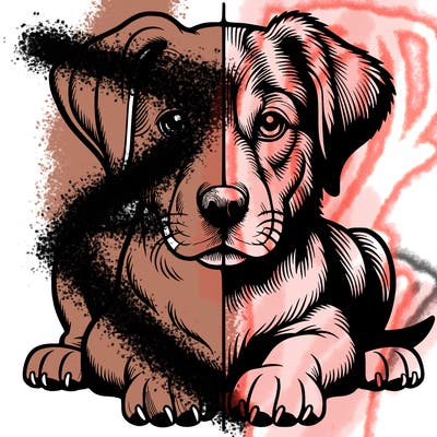 realistic dog split picture