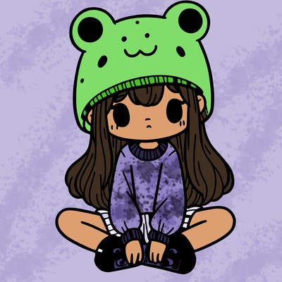 a girl wearing a frog hat and some frog socks
