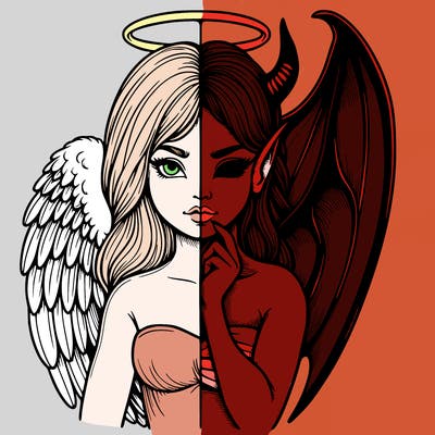 realistic angel half demon