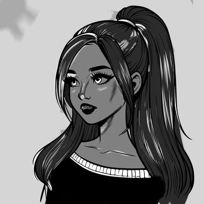 realistic girl with a high ponytail