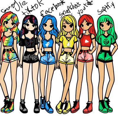 a group of girls wearing crop tops and shorts