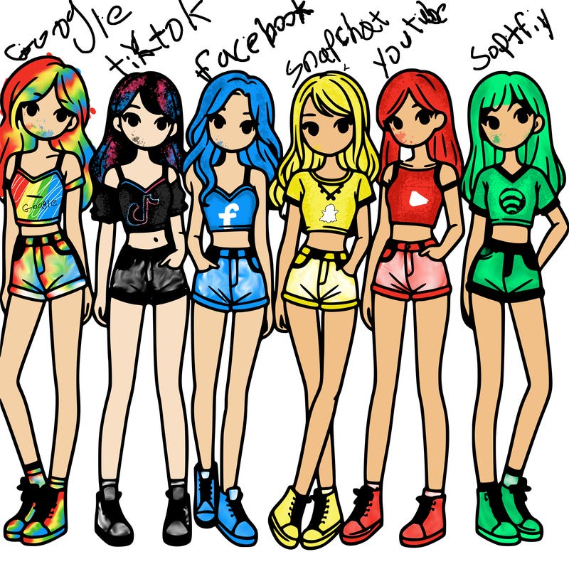 a group of girls wearing crop tops and shorts