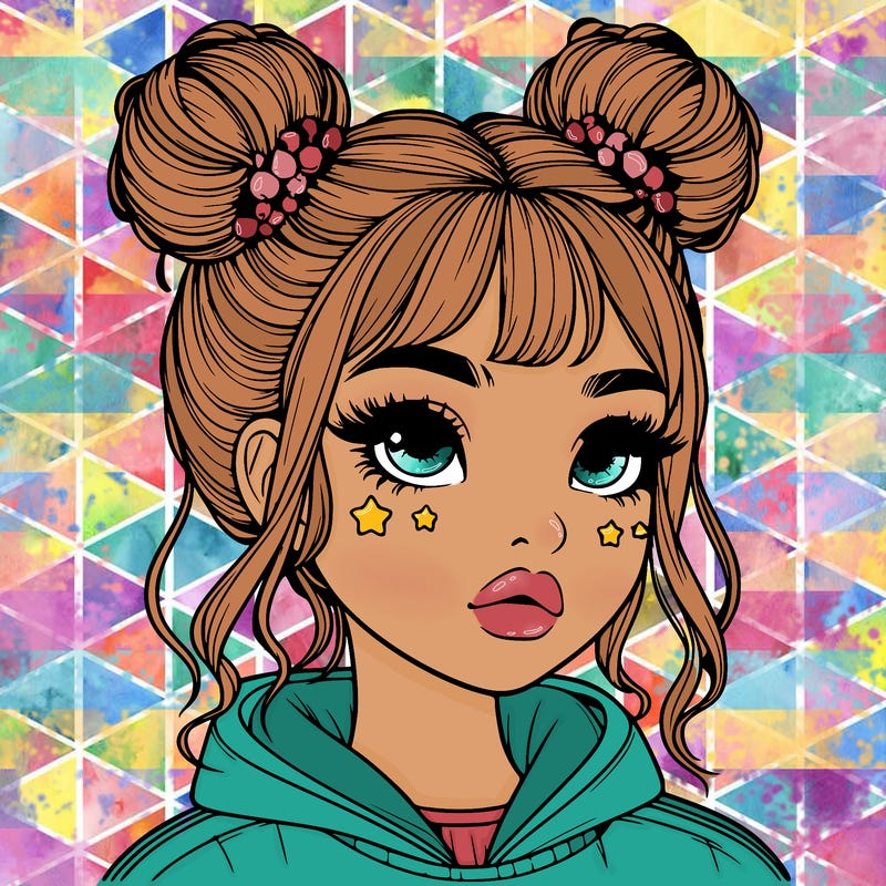 realistic girl with space buns