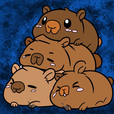 kawaii pile of capybara