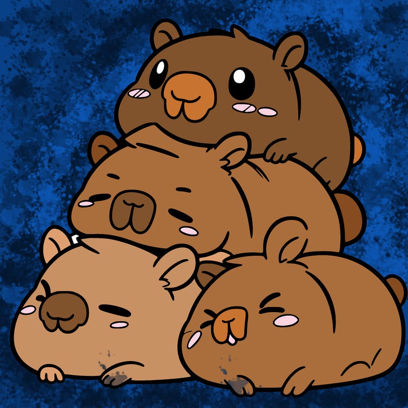 kawaii pile of capybara